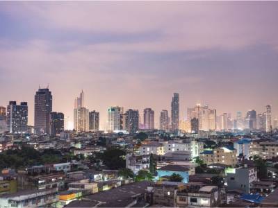 Bangkok city skyline.
