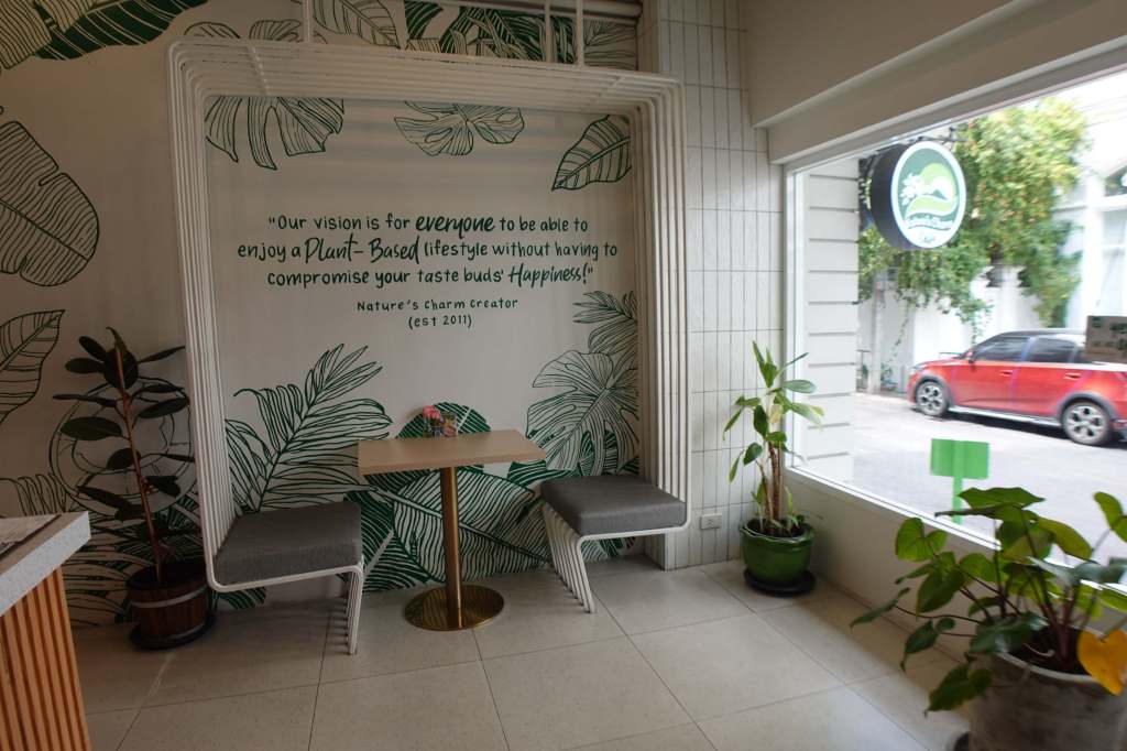 Ground floor of Nature’s Charm Vegan Café, Bangkok.