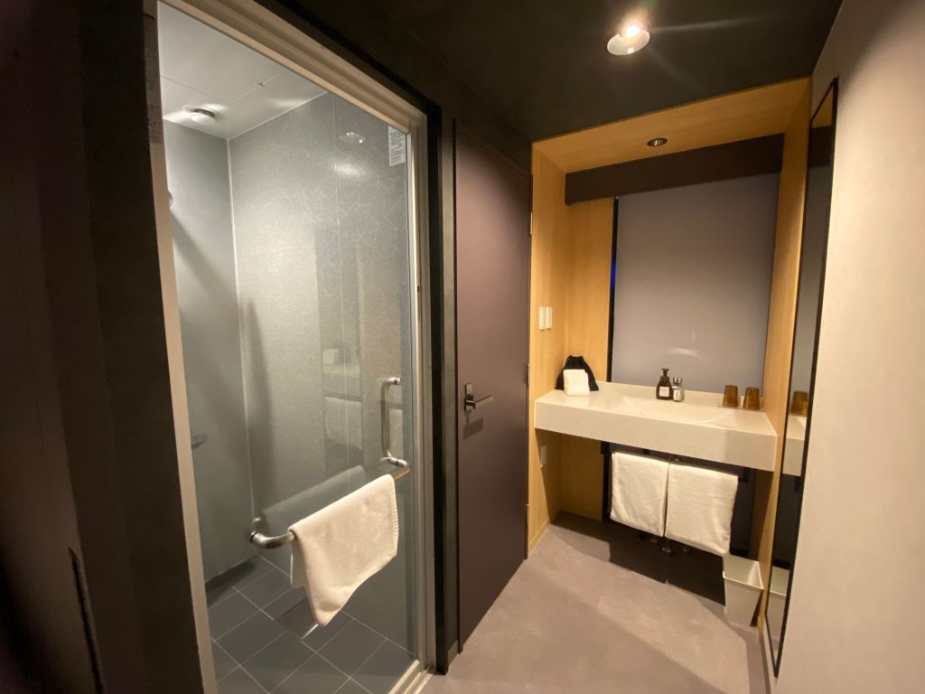 Bathroom at Akabane Holic Hotel, Tokyo.