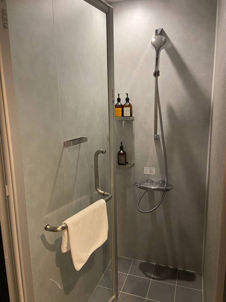 Shower at Akabane Holic Hotel, Tokyo.