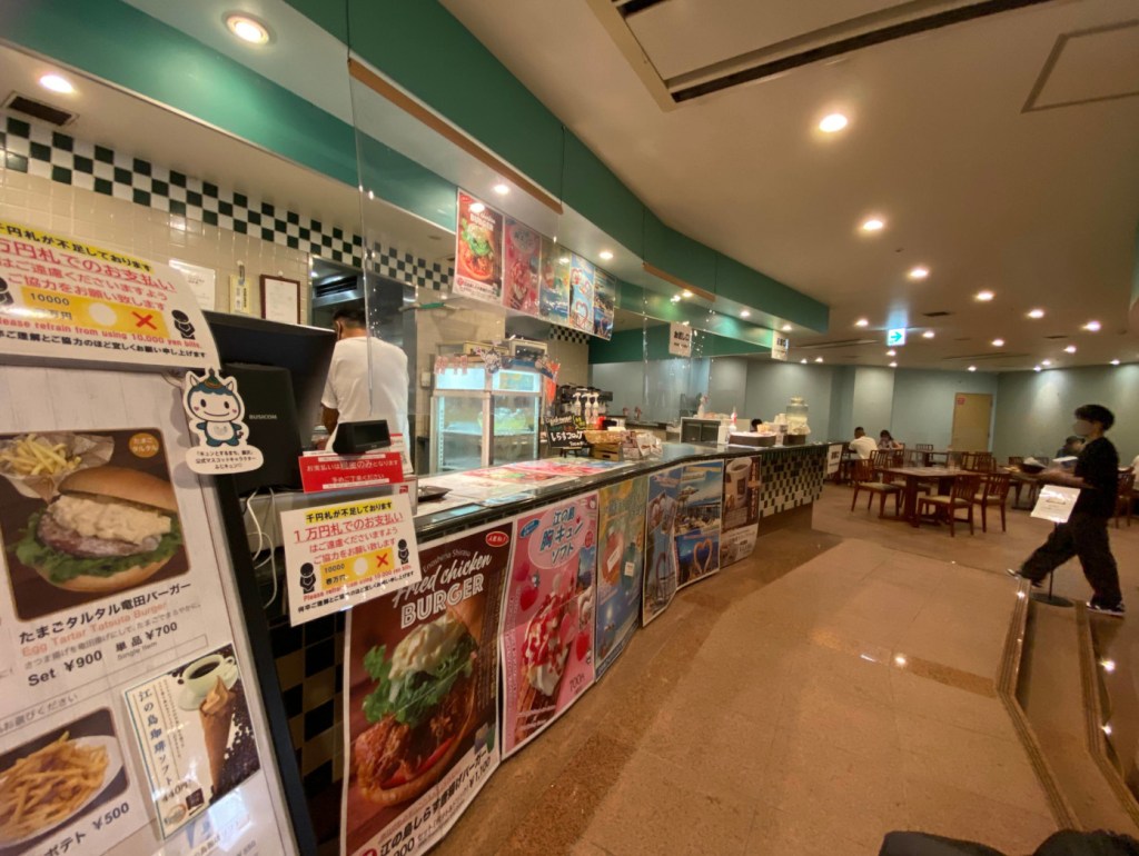 Cafe counter at Enoshima Island Spa.