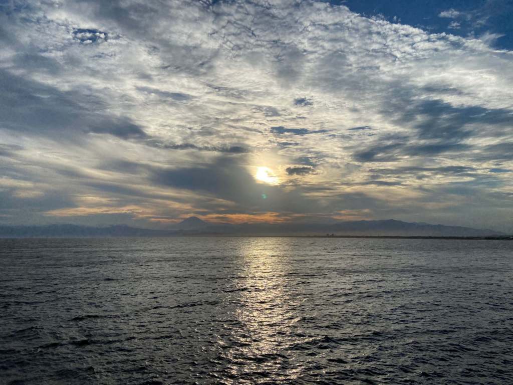 View of Mount Fuji from Enoshima Island Spa.