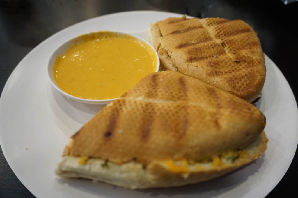 Hummus sandwich at Little Govinda's vegan restaurant in Krabi in Thailand.