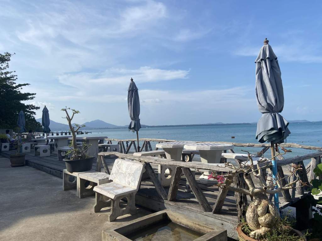 Outdoor dining at Samed Cliff Resort restaurant on Ko Samet in Thailand.