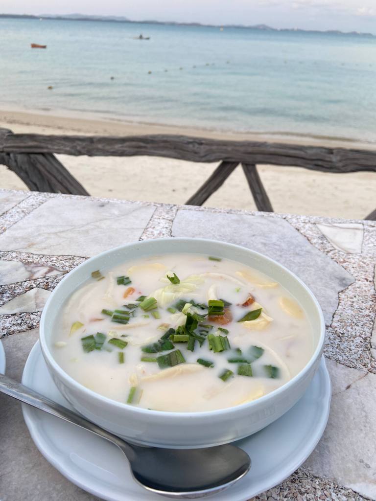 Thai soup at Samed Cliff Resort restaurant on Ko Samet in Thailand.
