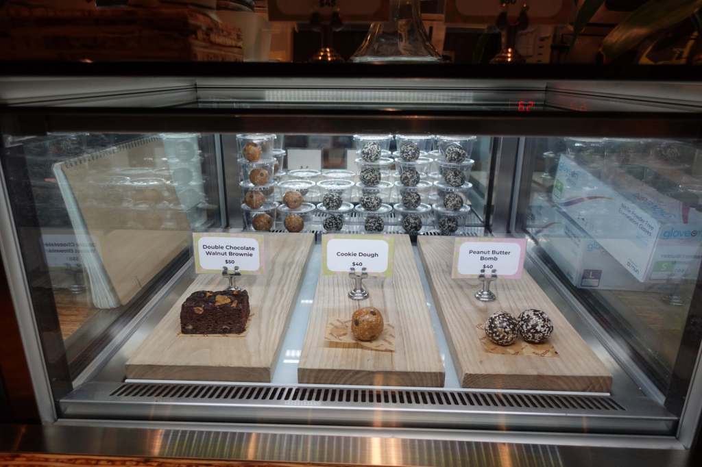 Dessert selection at Treehouse Vegan restaurant in Hong Kong.