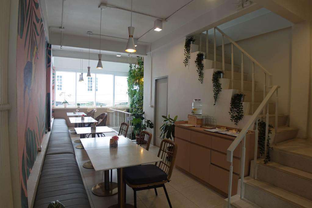First floor of Nature’s Charm Vegan Café, Bangkok.