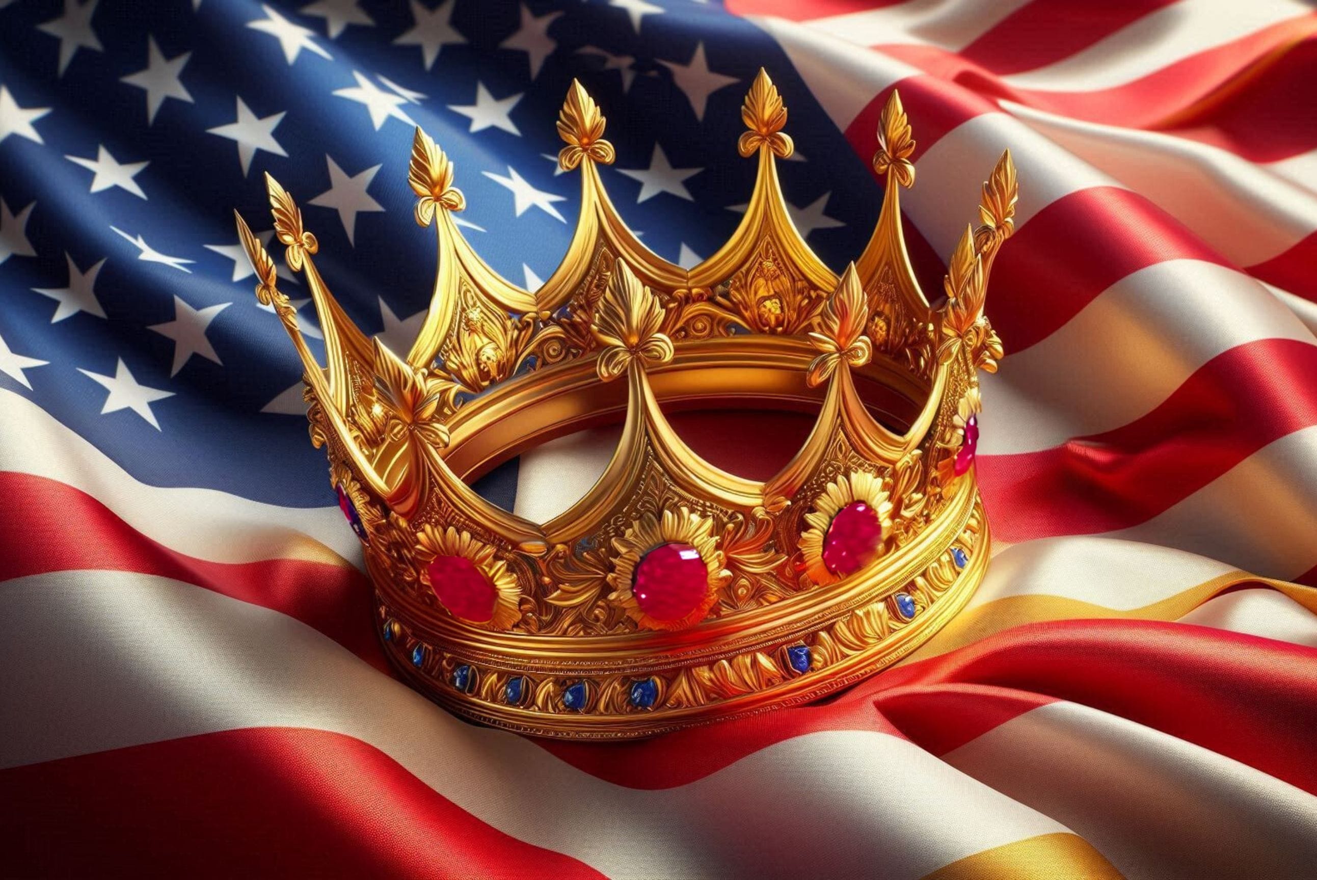 Crown placed on flag of USA.
