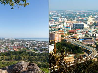 Hua Hin skyline juxtaposed with Pattaya skyline.