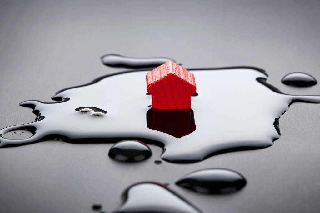 Model house in flood.
