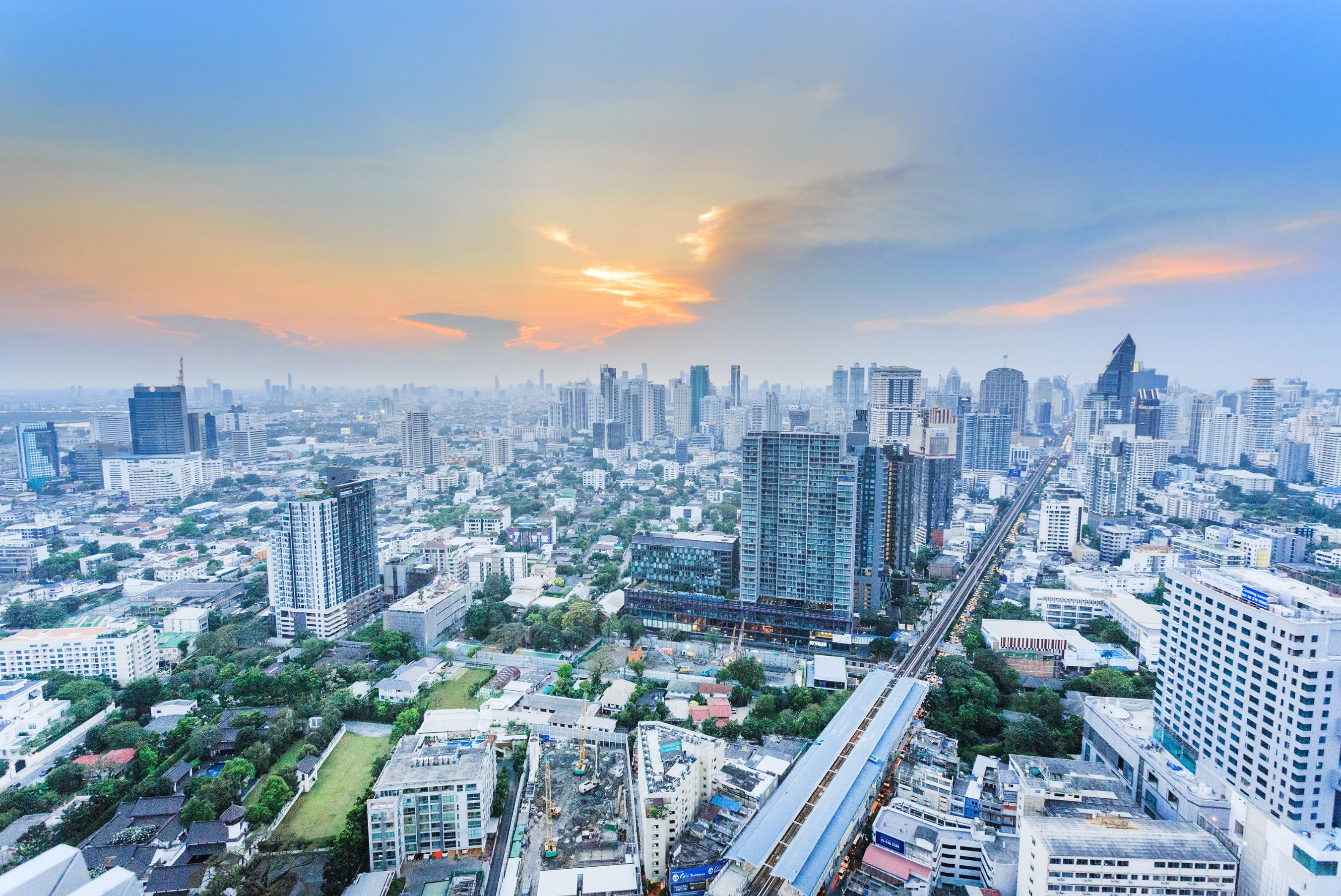 Aerial view of Bangkok city.