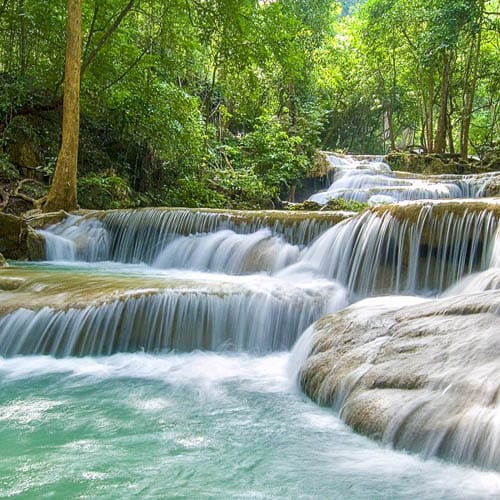 Erawan Waterfall in Thailand.