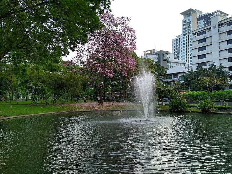 Lake in Santiphap Park in Bangkok.