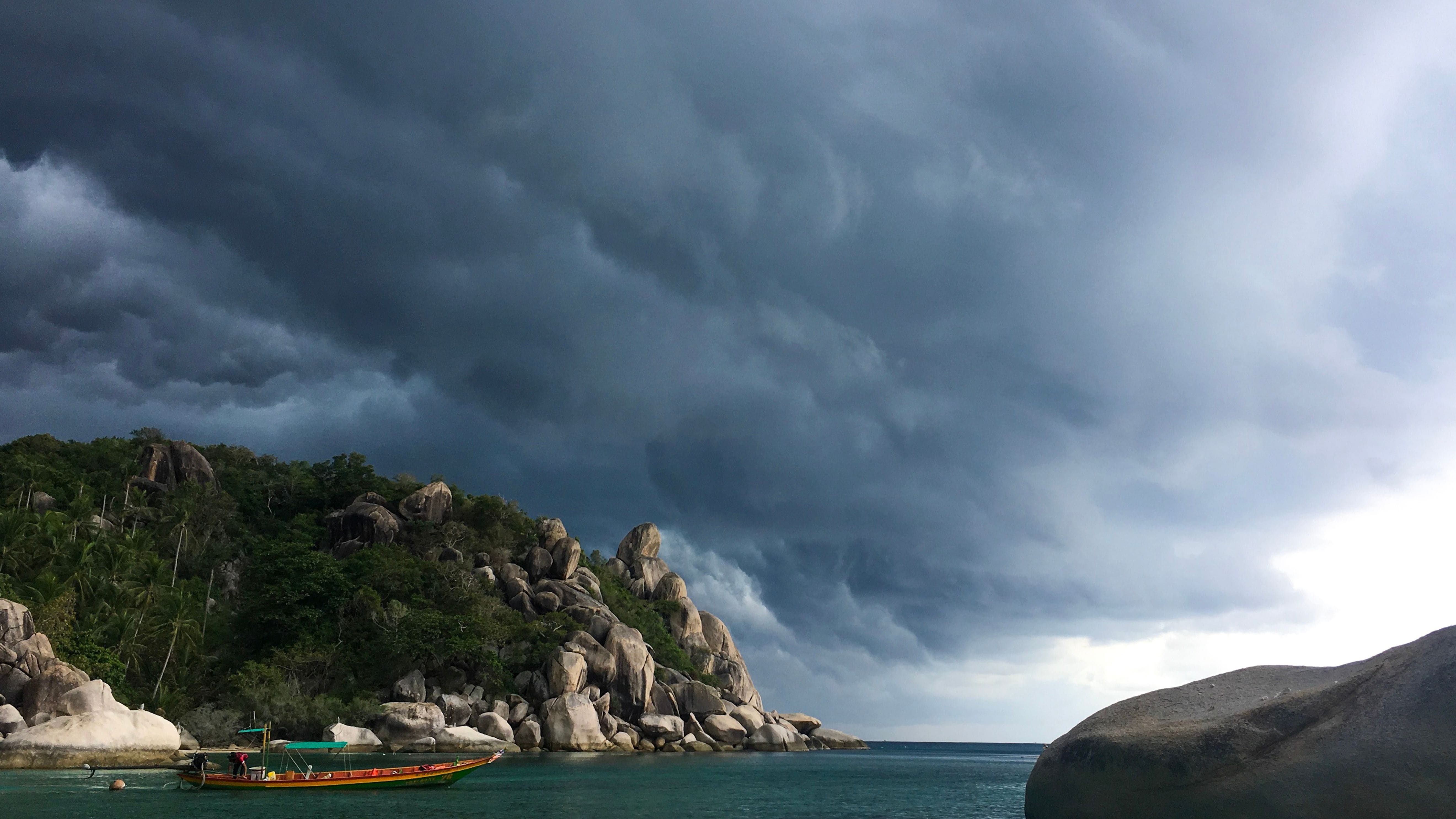 Dark clouds form over Ko Tao island in Thailand.