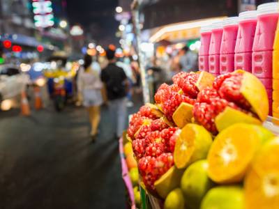Fruit stall in street, Bangkok.