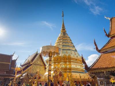 Exterior of temple in Chiang Mai, Thailand.