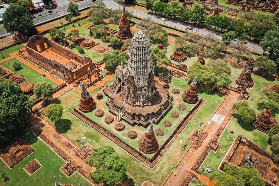 Sukhothai Historical Park ruins at sunrise.