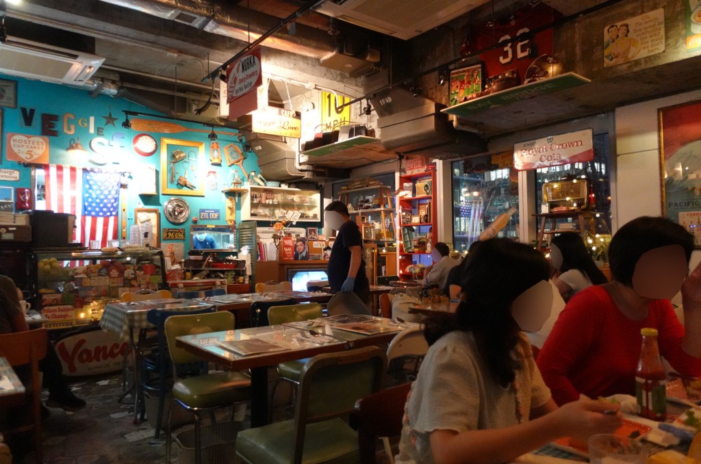 Interior of Veggie4Love vegetarian and vegan restaurant in Hong Kong.