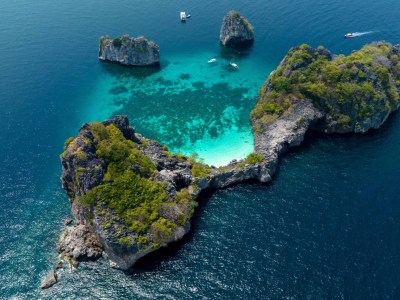 Aerial view of Ko Ha in Mu Ko Lanta National Park, Krabi.
