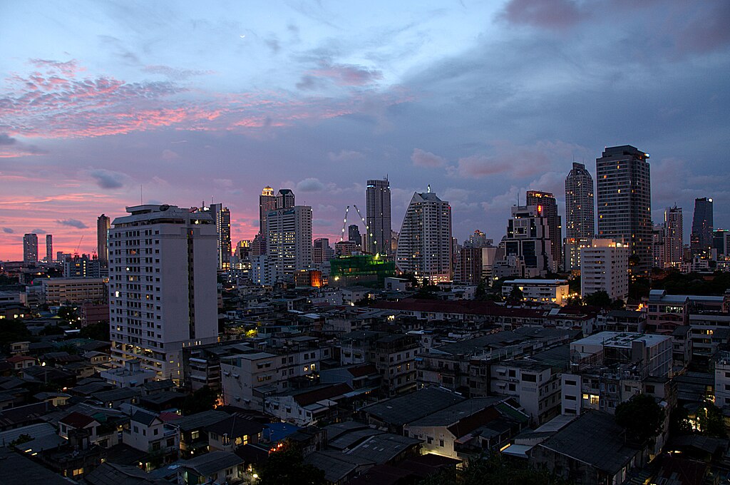Sathorn in Bangkok at night.