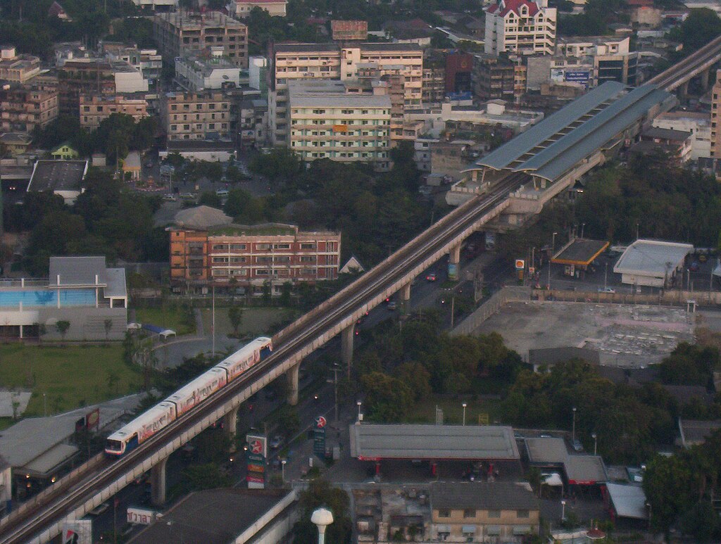 Aerial view of Thong Lo BTS Station in Bangkok.