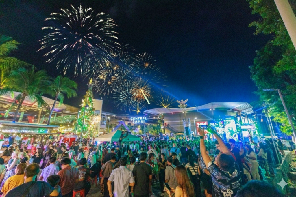 New Year countdown in Koh Samui, Thailand.