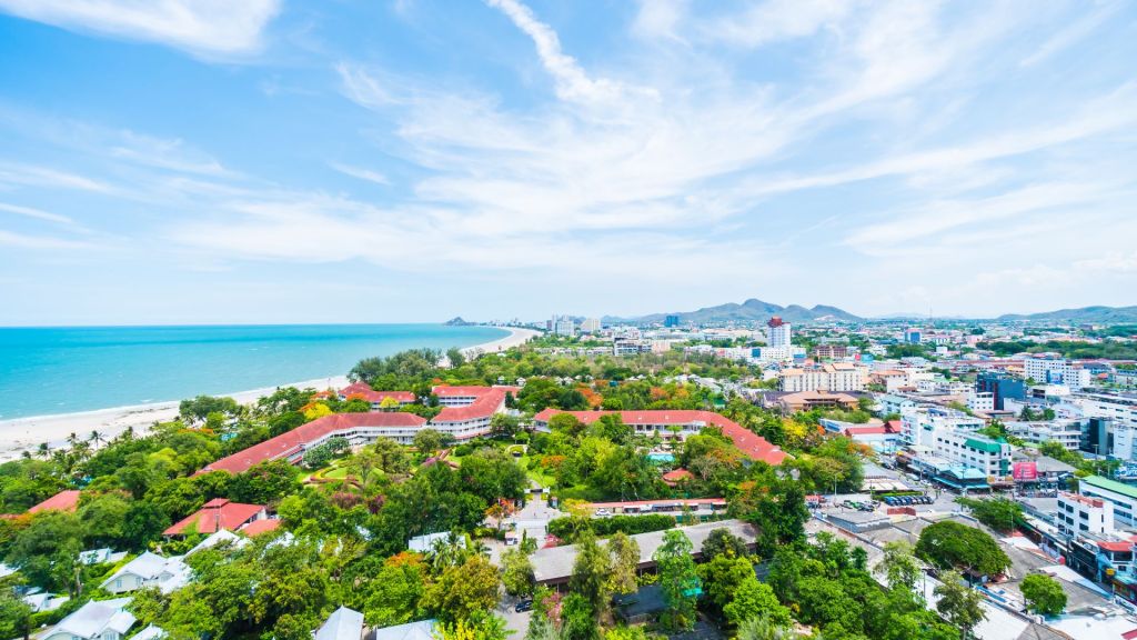 Aerial view of coastal Hua Hin, Thailand.