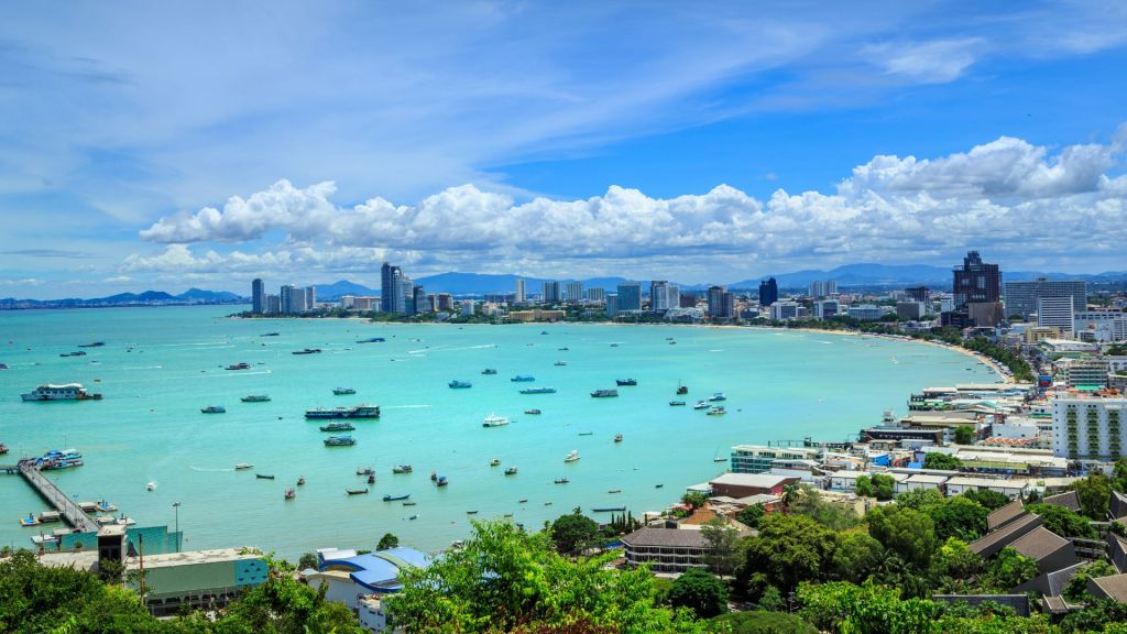 Aerial view of bay in Pattaya, Thailand.