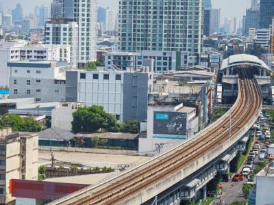 Aerial view of Punnawithi BTS Station, Bangkok.