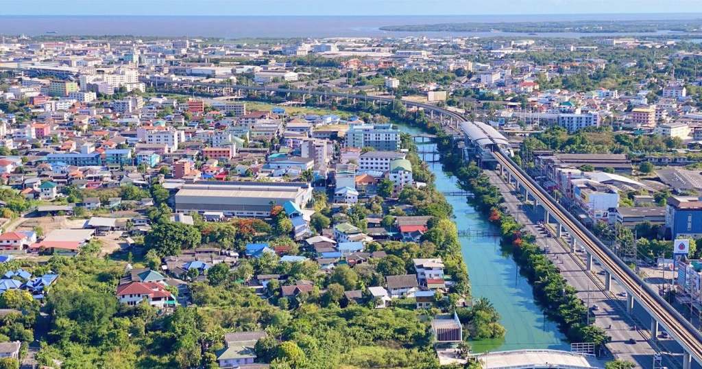 Aerial view of Samut Prakan in Thailand.