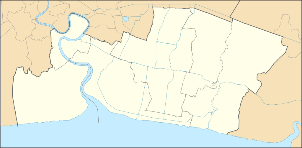 Map highlighting location of Samut Prakan in Thailand.