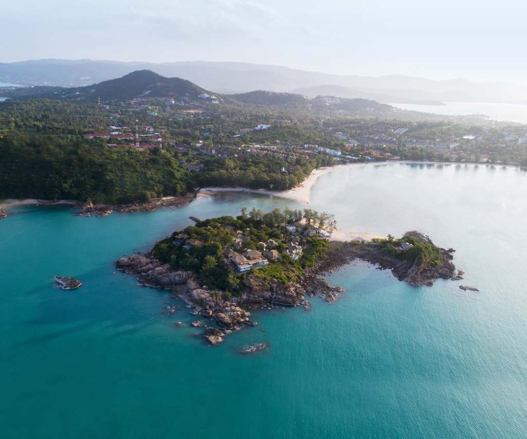 Aerial view of Cape Fahn Hotel, Koh Samui.