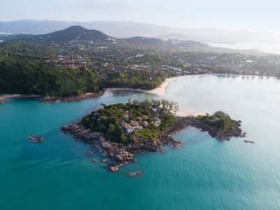 Aerial view of Cape Fahn Hotel, Koh Samui.