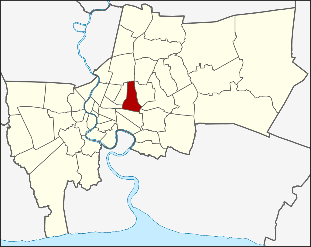 Map showing location of Huai Khwang in Bangkok.