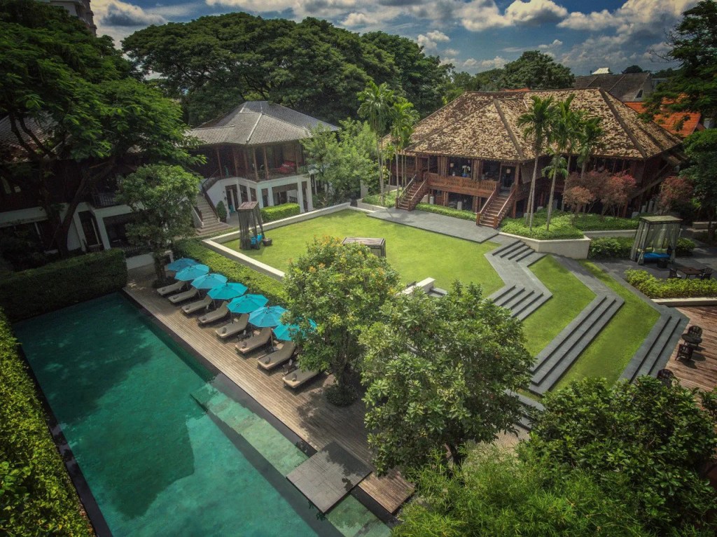 Aerial view of 137 Pillars House Chiang Mai.