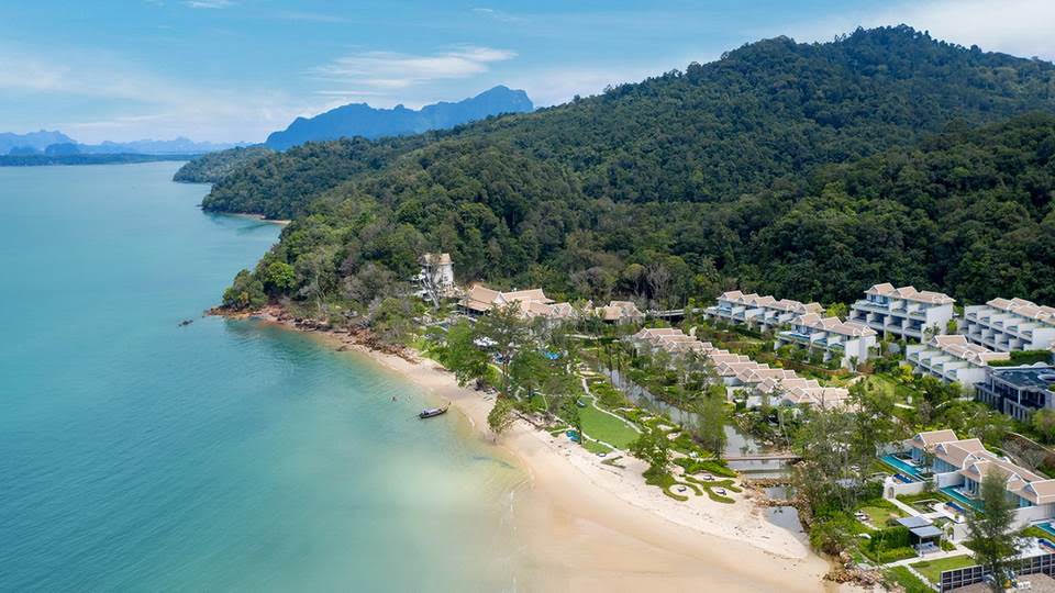 Aerial view of Banyan Tree Krabi in Thailand.