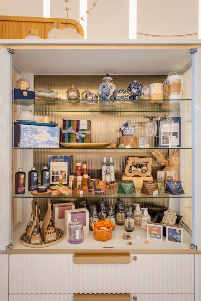 Display cabinet showing handcrafts from The GALLERY at Meliá Pattaya Hotel in Thailand.